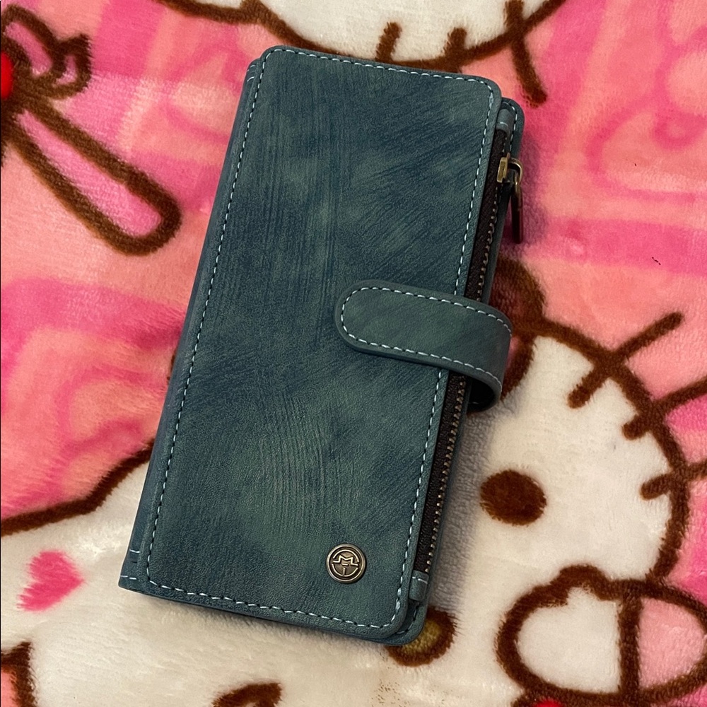 Teal Wallet with Snap IPhone 12 case
